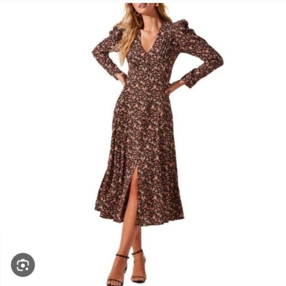 ASTR THE LABEL Floral Long Sleeve Dress XS EUC